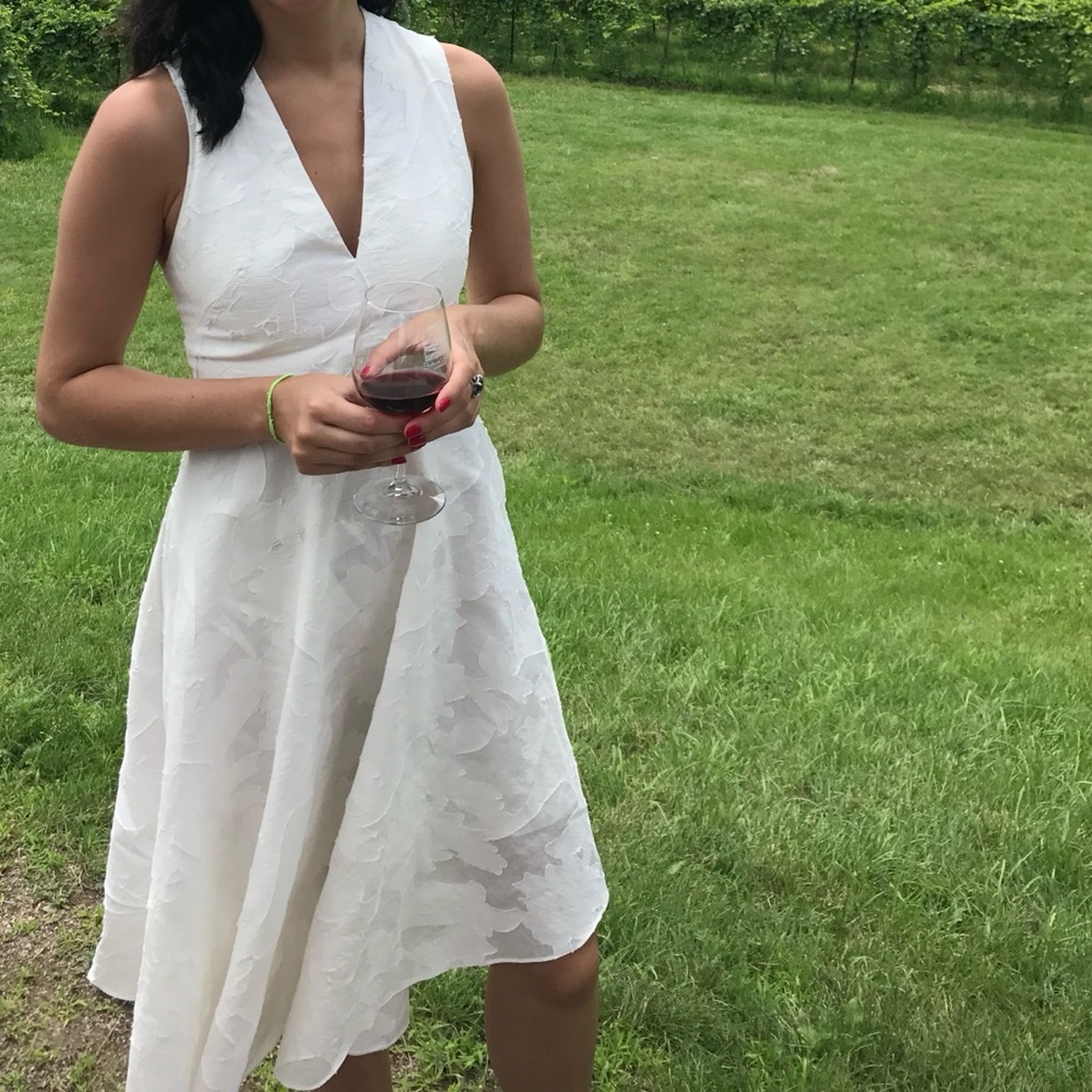 Tibi Runway White V-Neck Midi Dress